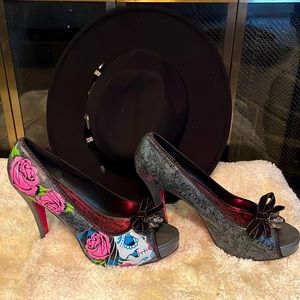 Iron Fist - Womens Sugar Witch Peeptoe Platform Shoes, Size: 10 Color: Charcoal